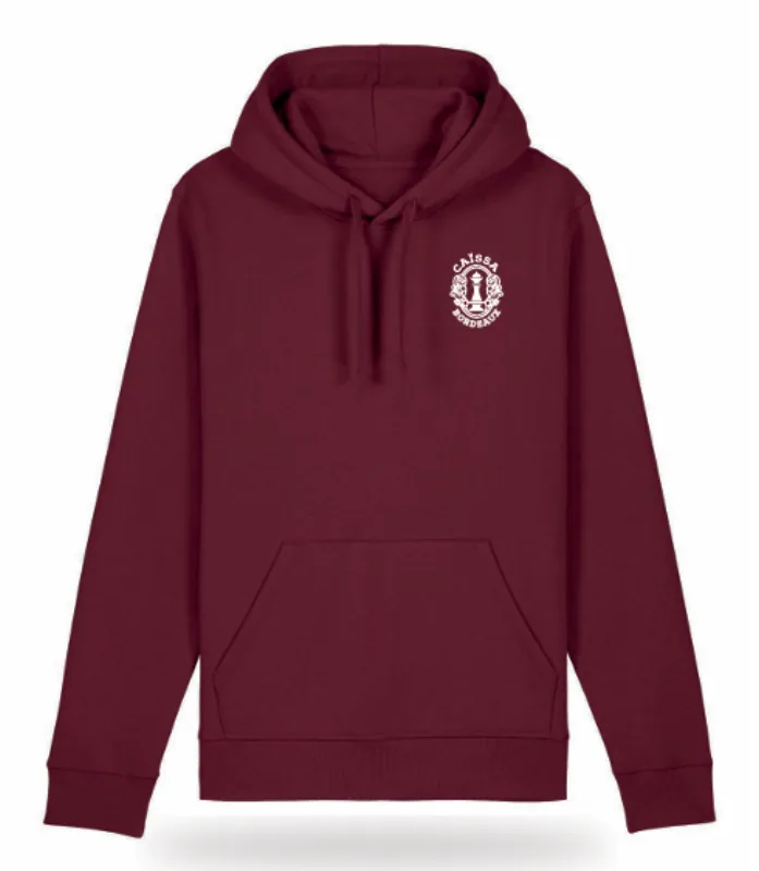 Sweat à capuche bordeaux au blason du club d'échecs Caïssa Bordeaux